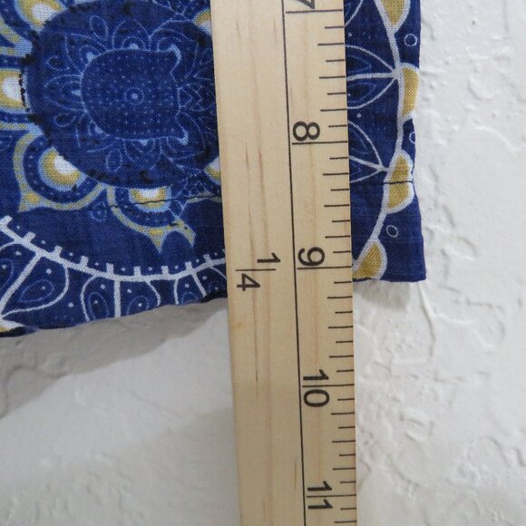 JOGAL* Men's Short Sleeve Button Down Curved Hem Semi-Sheer BOHO Shirt~ Large - Picture 7 of 9